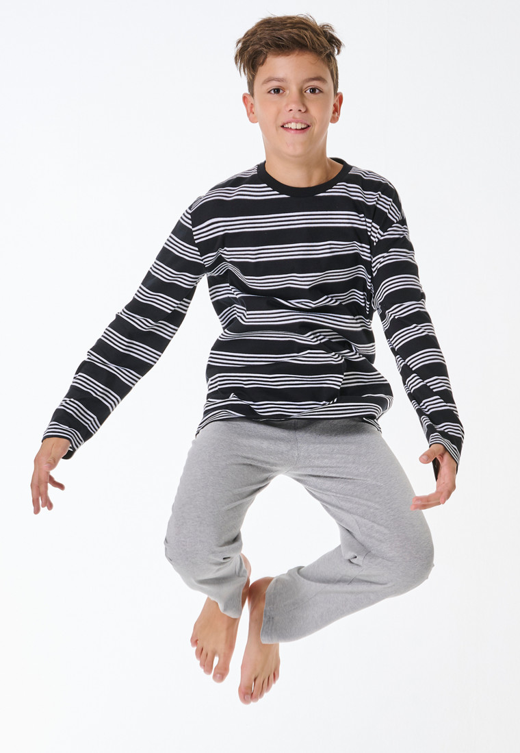 Pyjama long rayures noir - Teens Nightwear