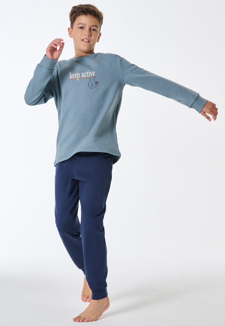 Schlafanzug lang Sweatware Bündchen mineral - Teens Nightwear