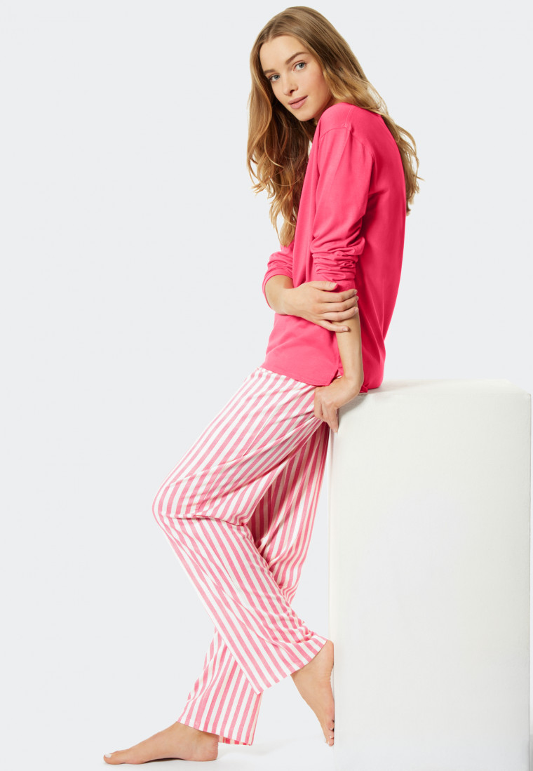 Pigiama lungo in tencel di colore rosa - Pure Stripes