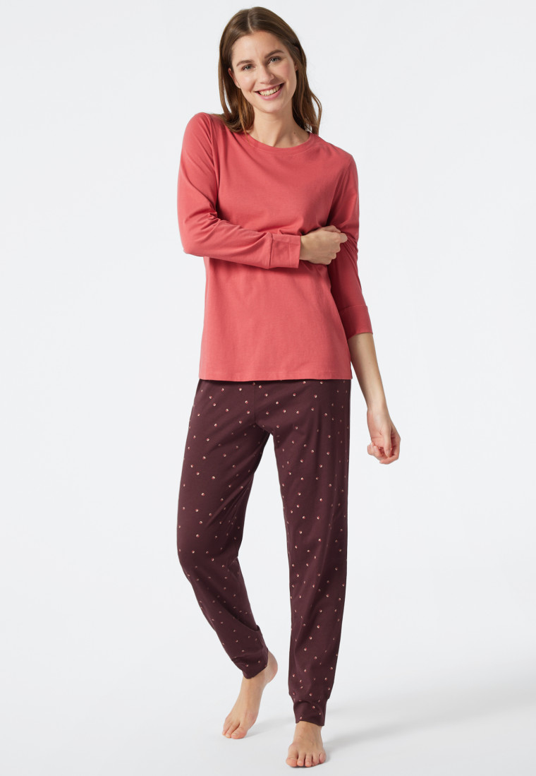 Pyjama long silhouette ample bords-côtes rouge clair - Essentials Comfort Fit