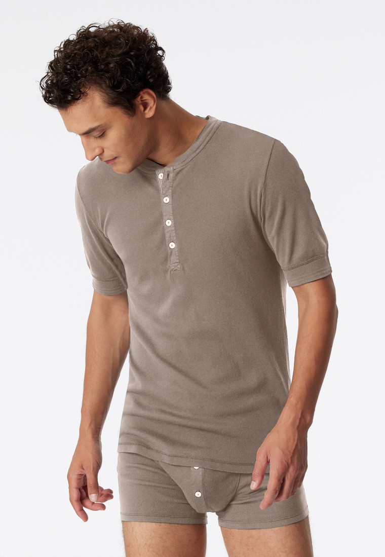 Camicia manica corta marrone-grigio - Revival Karl-Heinz