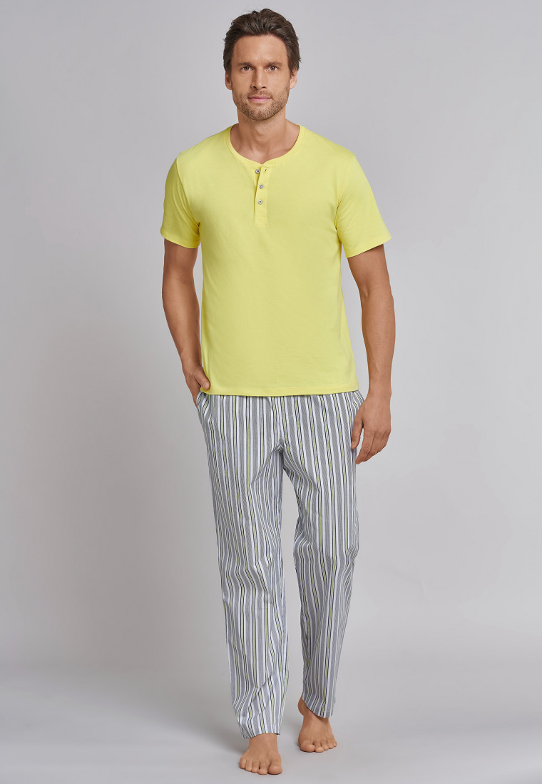 Shirt kurzarm Jersey Knopfleiste gelb - Mix+Relax