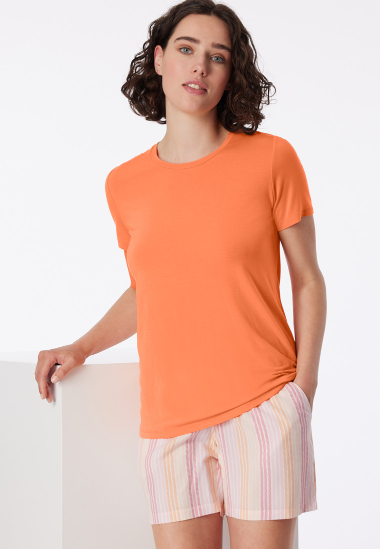 Camicia manica corta in modal arancio pesca - Mix+Relax