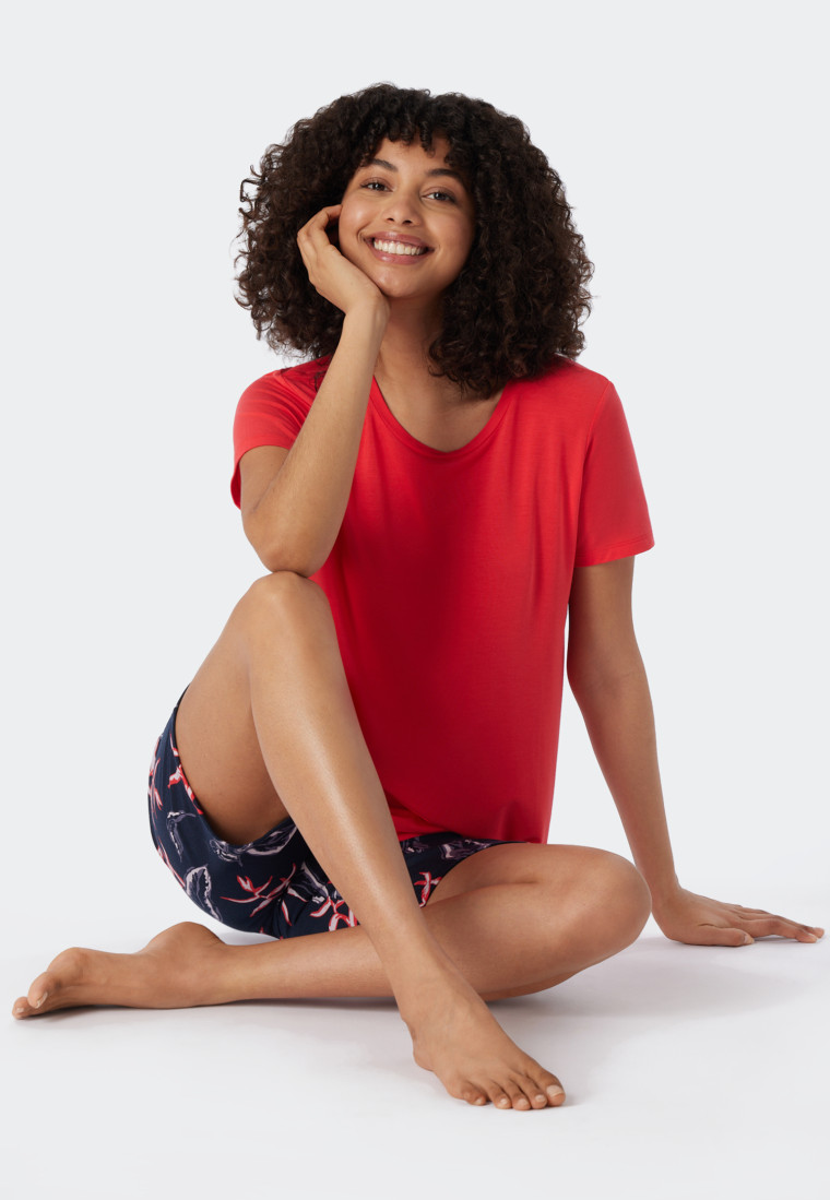 Shirt kurzarm Modal rot - Mix+Relax