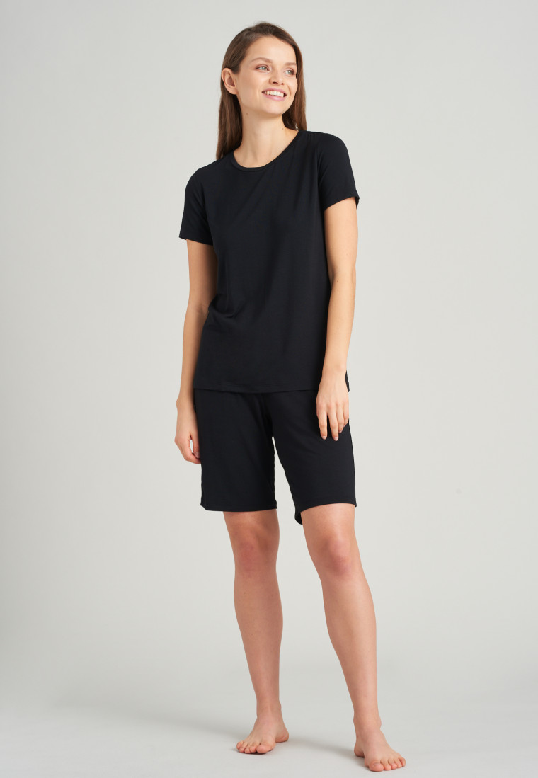 Short-sleeved shirt modal black - Mix + Relax