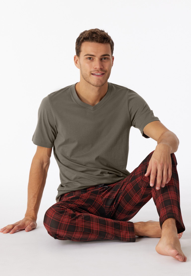 Shirt korte mouwen biologisch katoen V-hals taupe - Mix+Relax