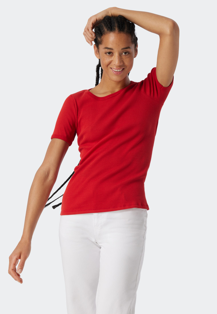 Shirt korte mouwen rood - Revival Greta