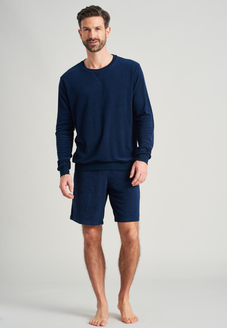 Shirt langarm Frottee Bündchen nachtblau - Mix+Relax