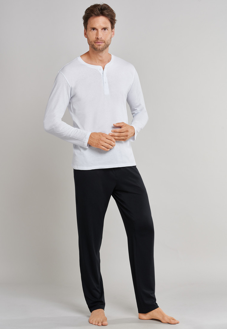Shirt long-sleeved jersey button placket white - Mix + Relax