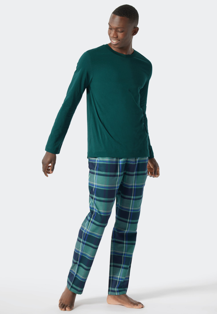Shirt langarm merzerisierte Baumwolle rundhals dunkelgrün - Mix+Relax