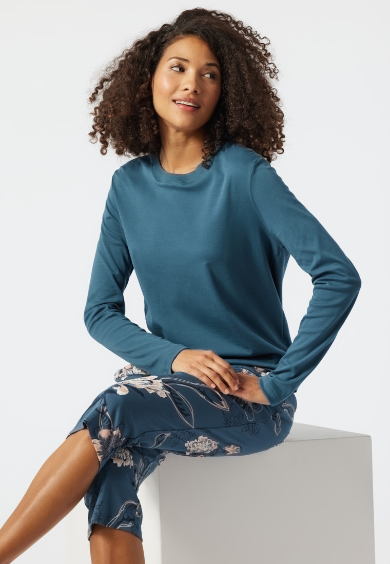 Shirt long-sleeved organic cotton blue-green - Mix+Relax