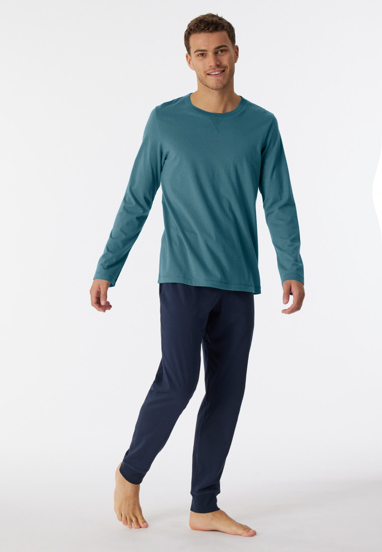 Maglia a maniche lunghe in cotone biologico, verde petrolio - Mix+Relax