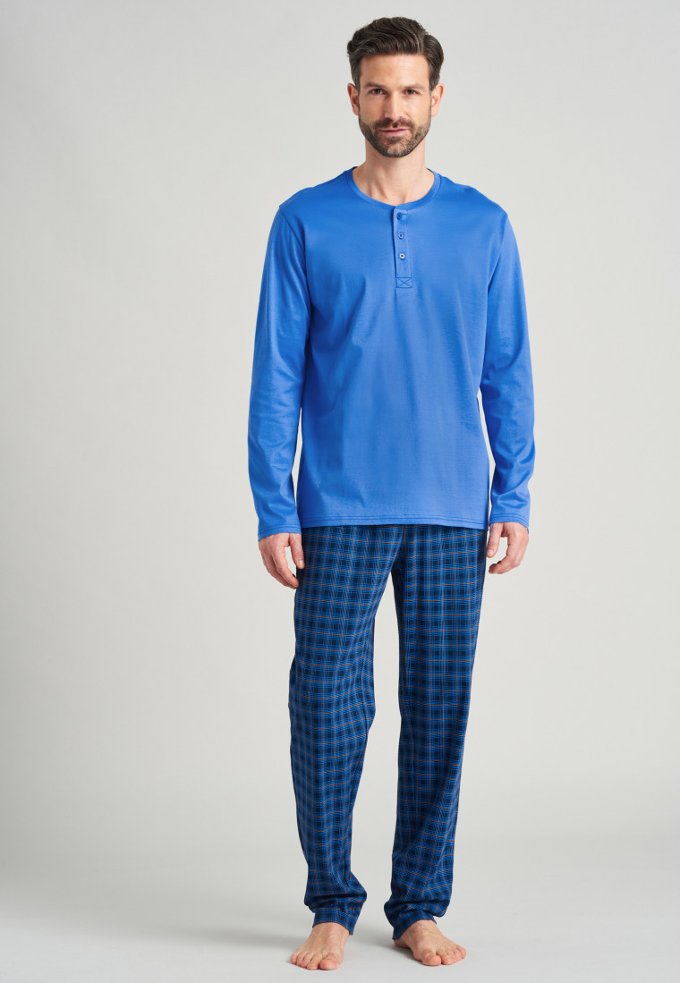 Shirtmet  lange mouwen Serafino-kraag knoopsluiting royal  Mix+Relax