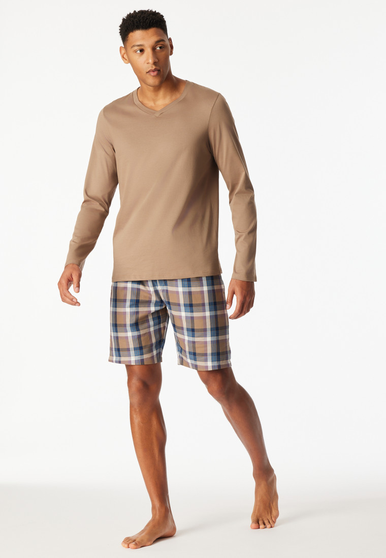 Shirt lange mouwen v-hals nougat - Mix+ Relax