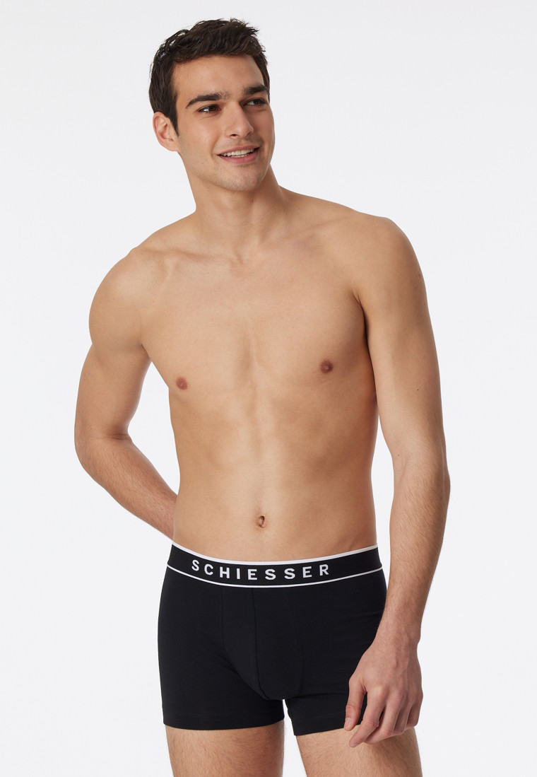 Boxer briefs 3-pack organic cotton woven elastic waistband black - 95/5