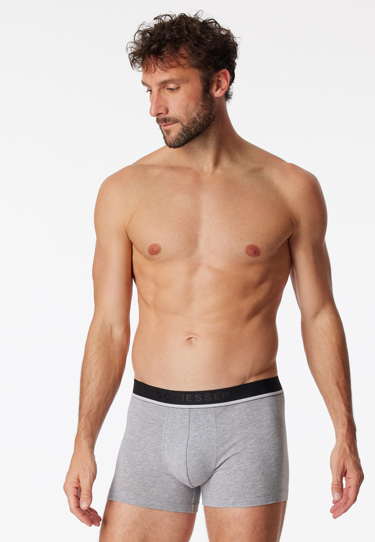 Pantaloncini in cotone biologico con fascia elastica in vita nei colori nero / grigio in confezione da 3 pezzi - 95/5