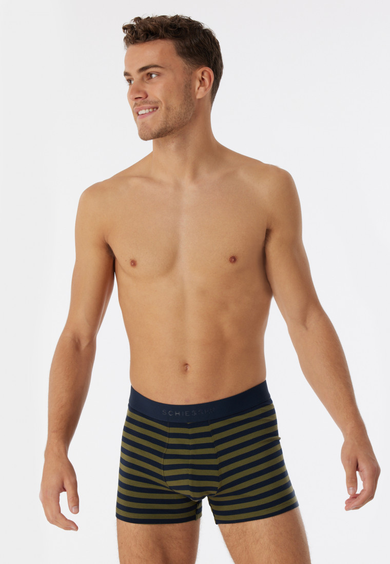 Confezione da 3 pantaloncini in cotone biologico con elastico in vita in tessuto tramato a tinta unita/ a righe, multicolore - 95/5