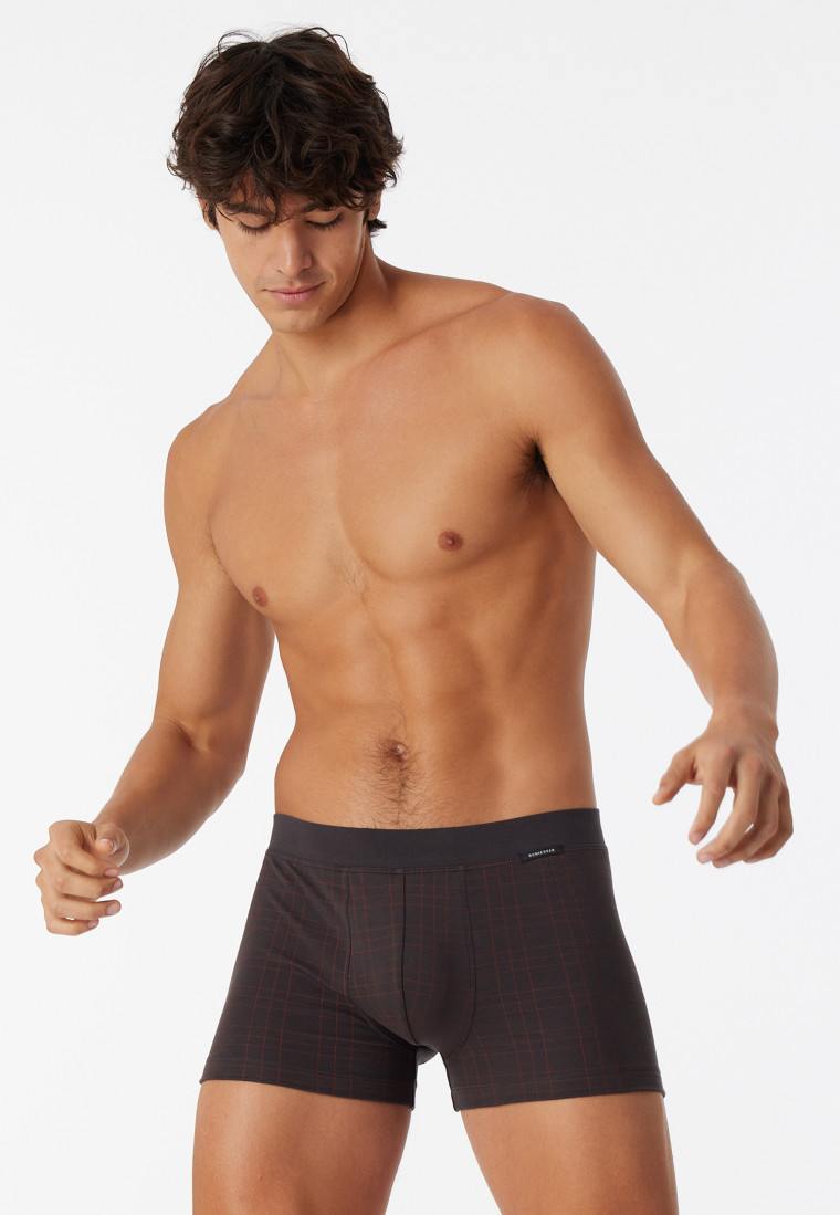 Boxer briefs fine interlock patterned anthracite/red - Fine Interlock