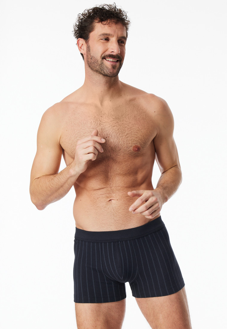 Short gestreept nachtblauw - Fine Interlock