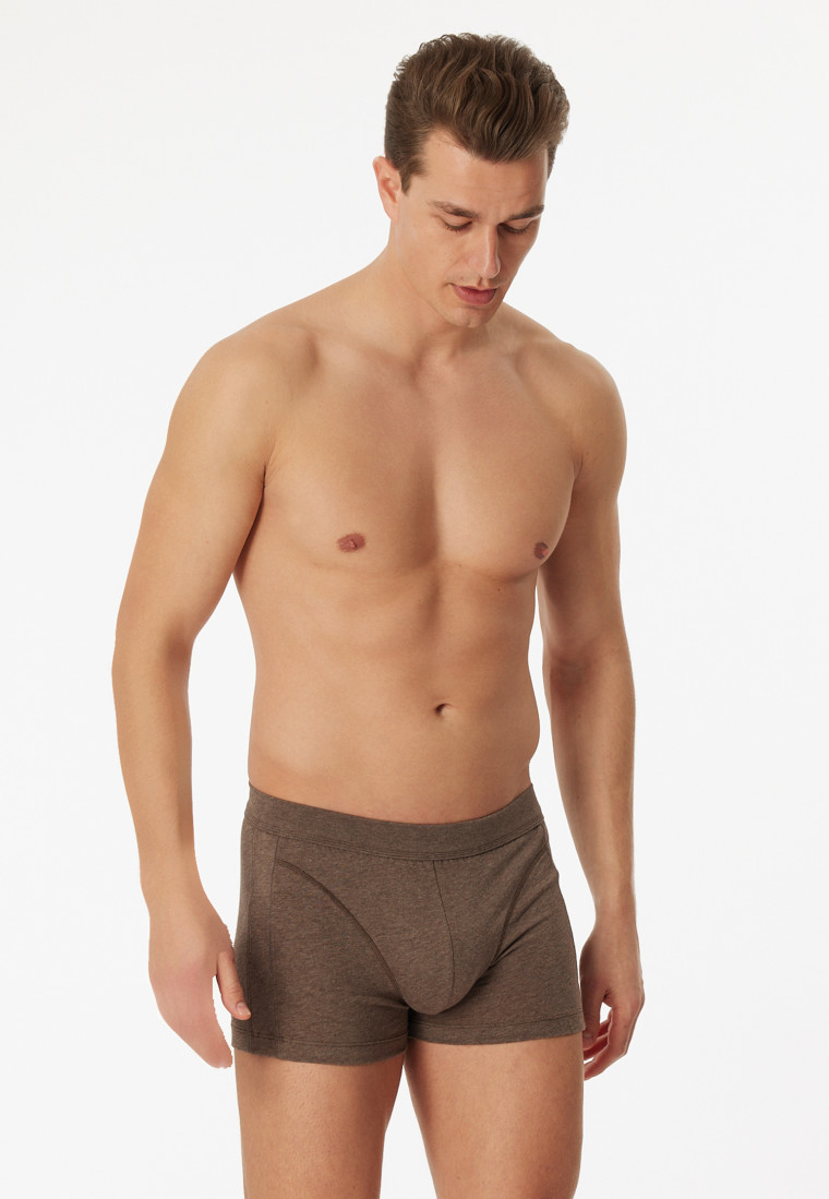 Boxer briefs organic cotton piping heather taupe - Comfort Fit