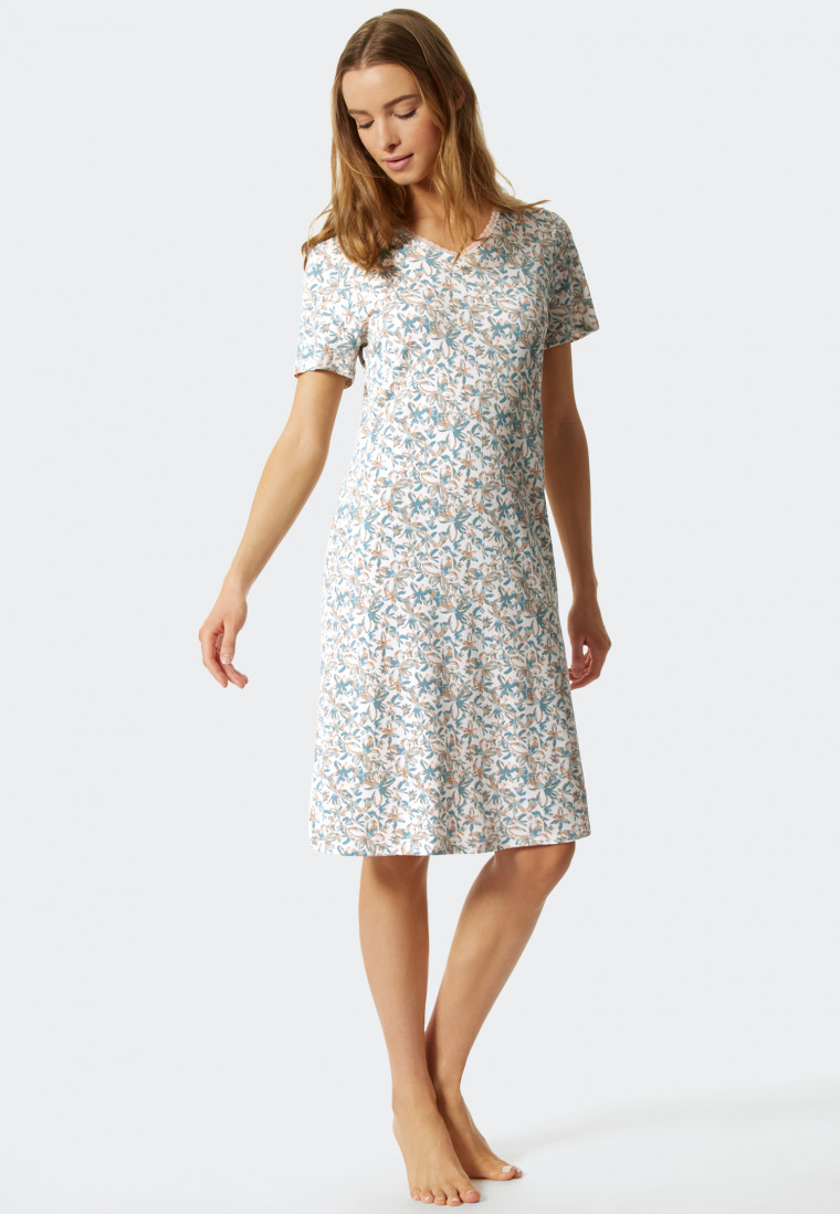 Sleep shirt short-sleeved interlock V 