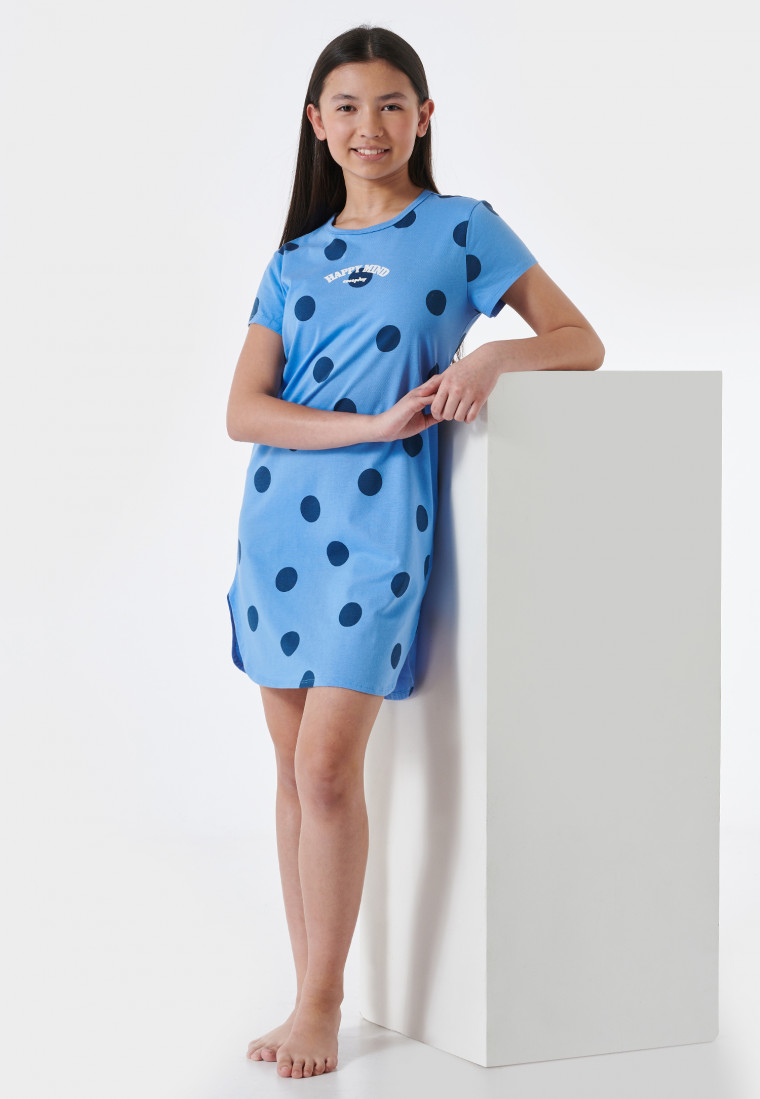 Sleepshirt short sleeve Organic Cotton dots light blue - Nightwear