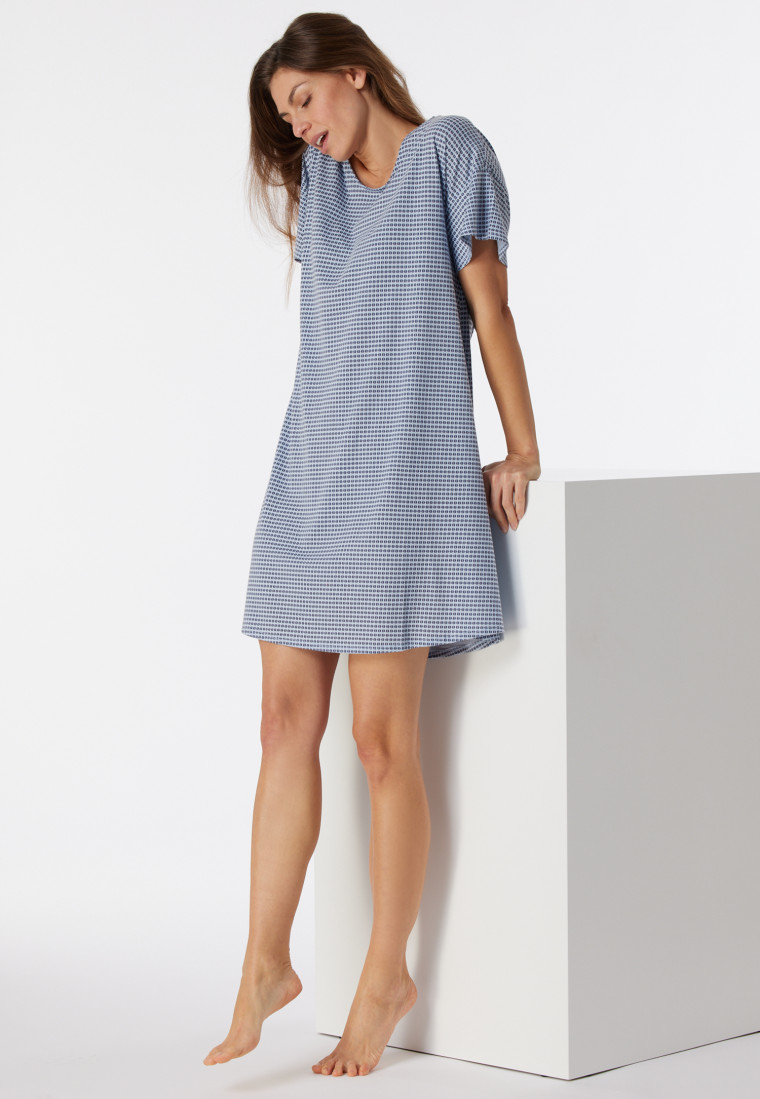 Sleep shirt short-sleeved organic cotton wide A-shape graphic print multicolored - Flared Fit