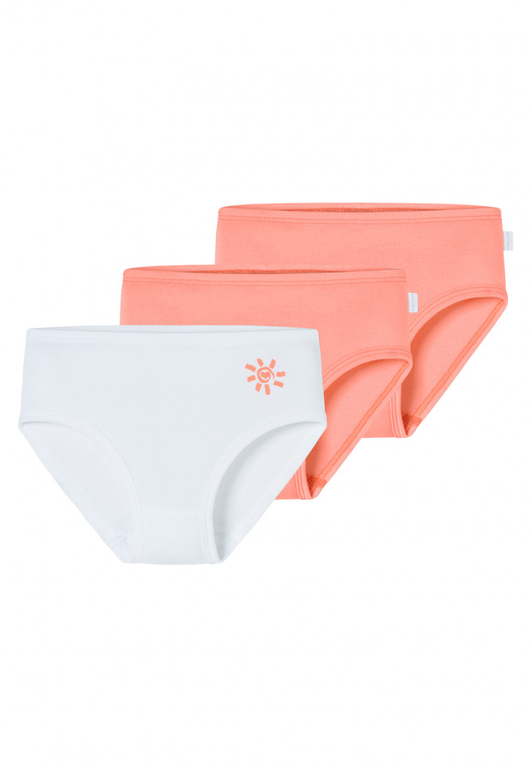 Slips 3er-Pack Sonne apricot/weiß - Fine Rib
