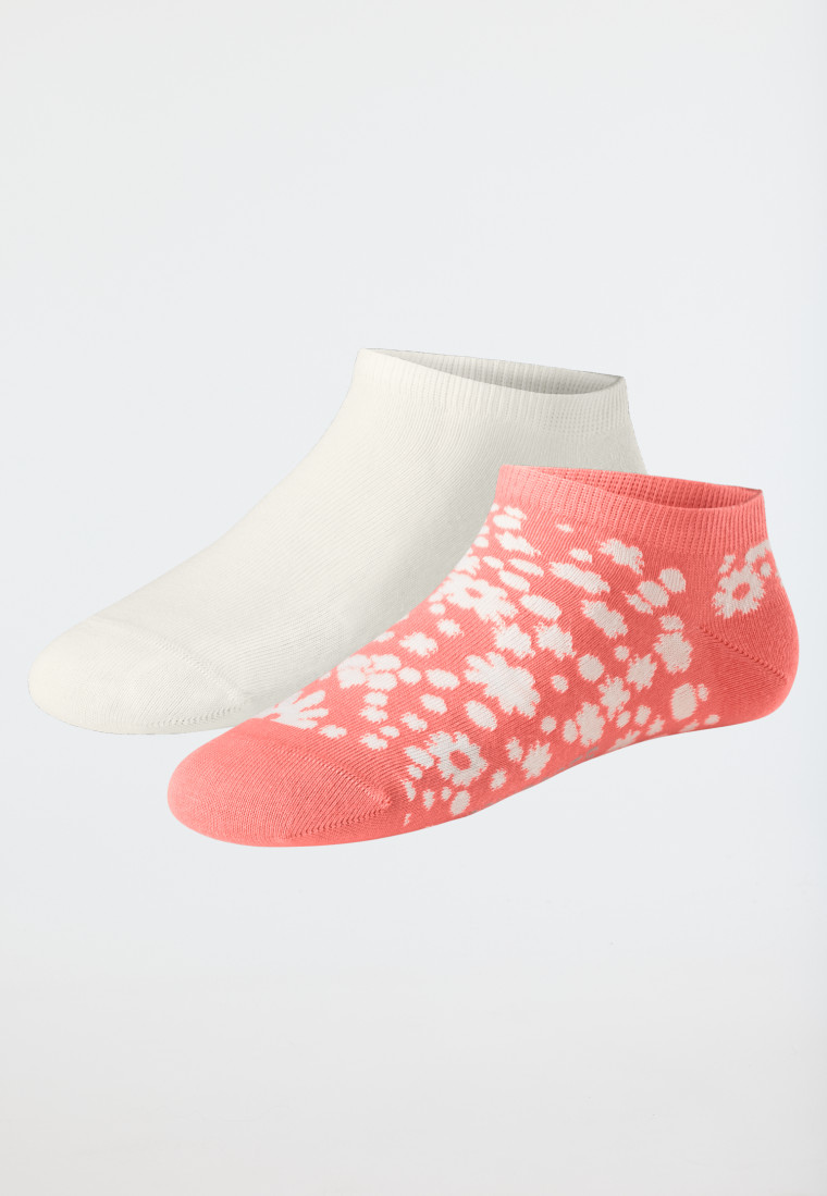 Stay-fresh sneaker socks 2-pack flowers cream/ rosé- Fashion
