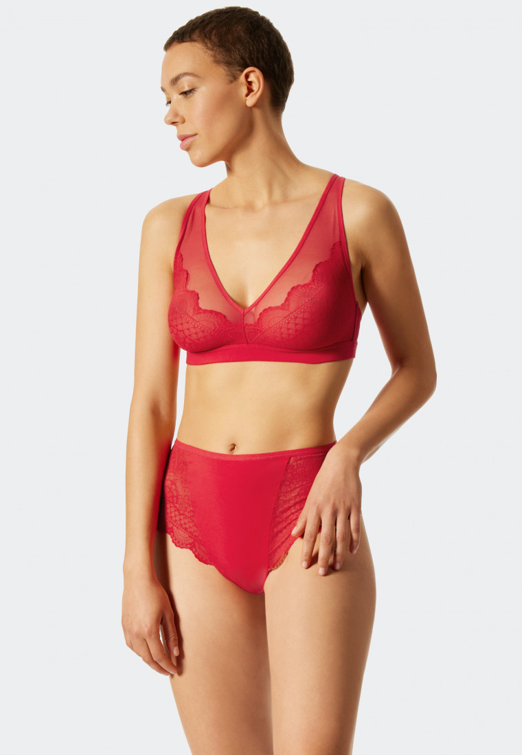 Soft bra without underwire and pads lace red - Feminine Lace