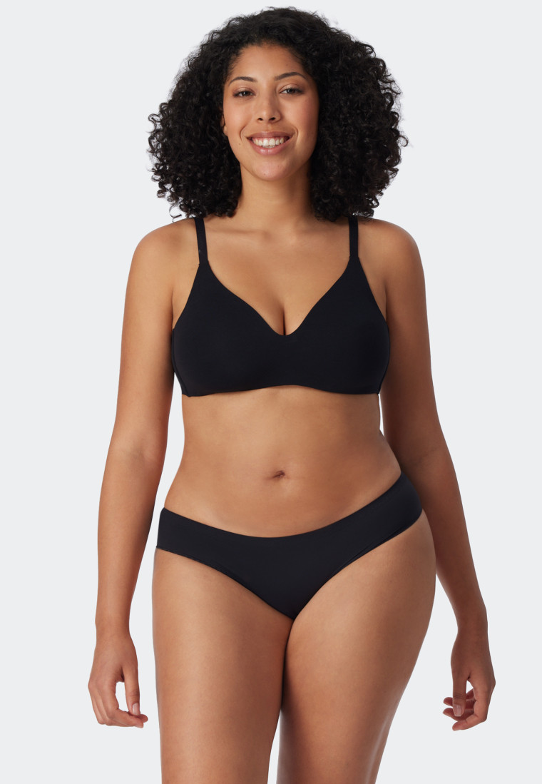 Plus Size Basic Cotton Wire-Free Black Bra