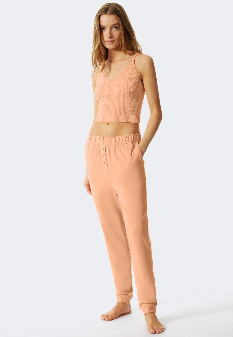 Spaghetti top seamless Lyocell rib look peach - Lounge Seamless