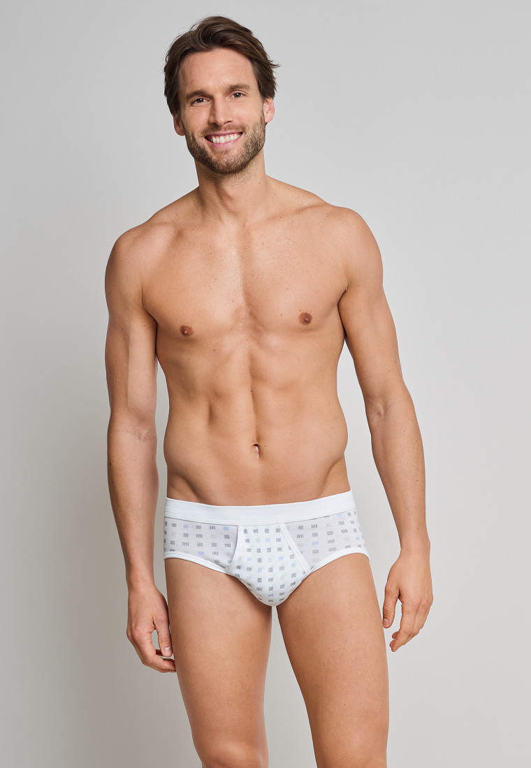 2-pack sport brief with fly, white checked -- Essentials
