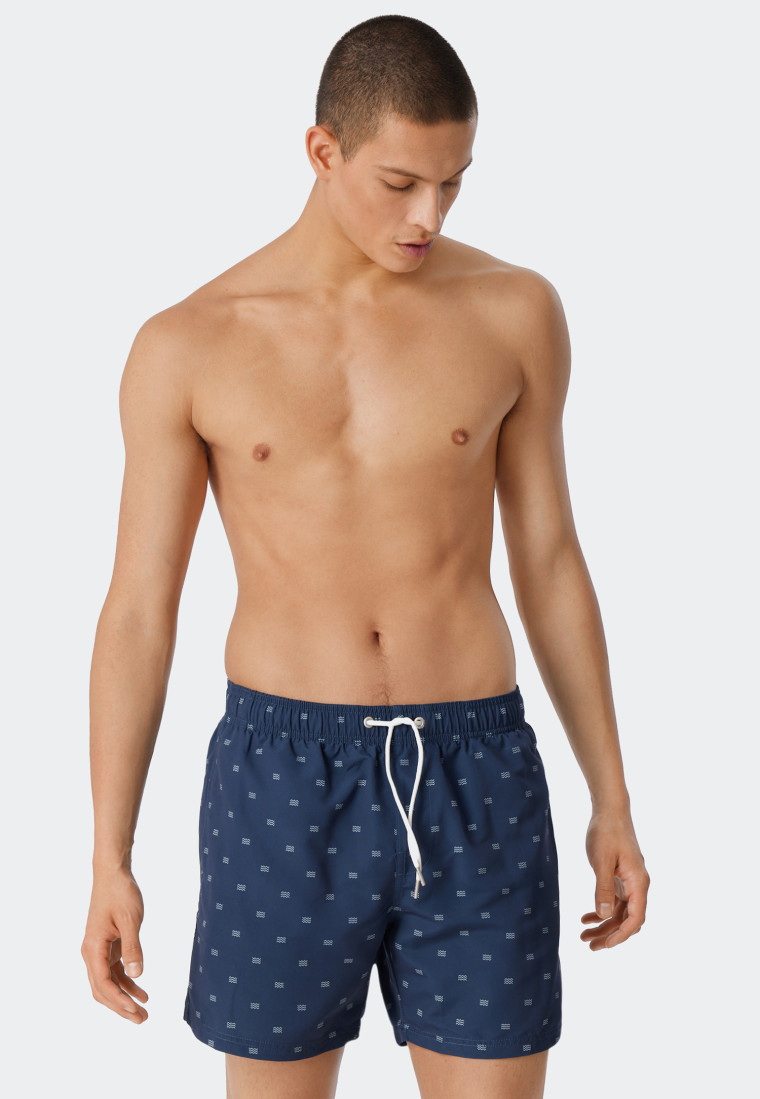 Short de bain matière tissée bleu foncé imprimé - Marineland