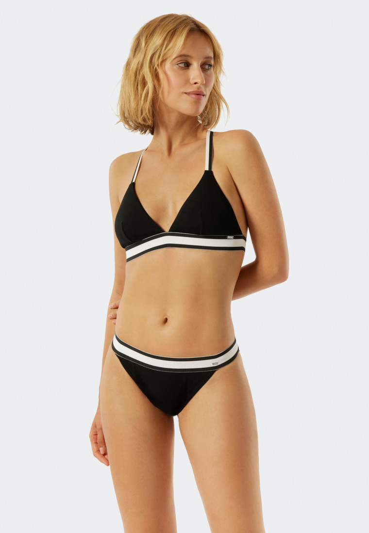 Slip Tai foderato per bikini con elastico in vita, nero - California Dream
