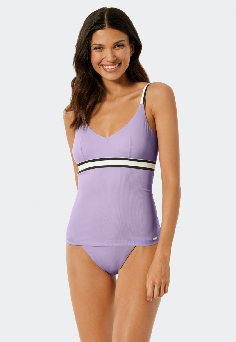 Haut de tankini à bonnets souples amovibles et bretelles réglables, violet - California Dream