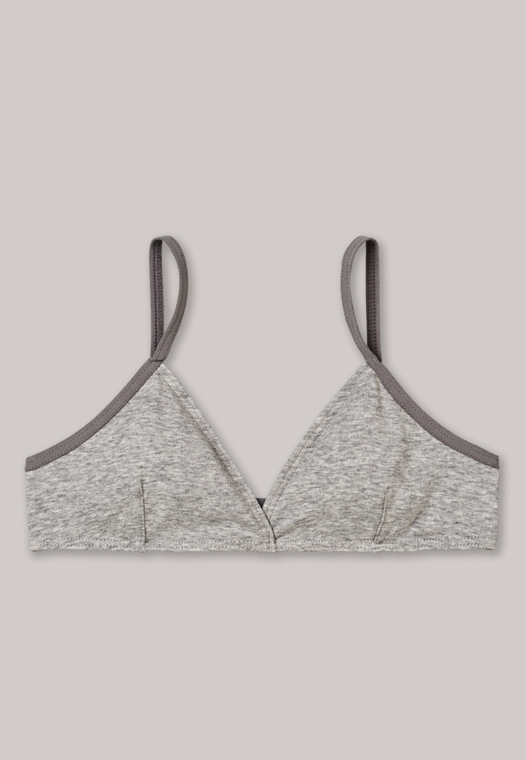 Triangelbeha fijngeribd grijs gemêleerd - Soft Cotton