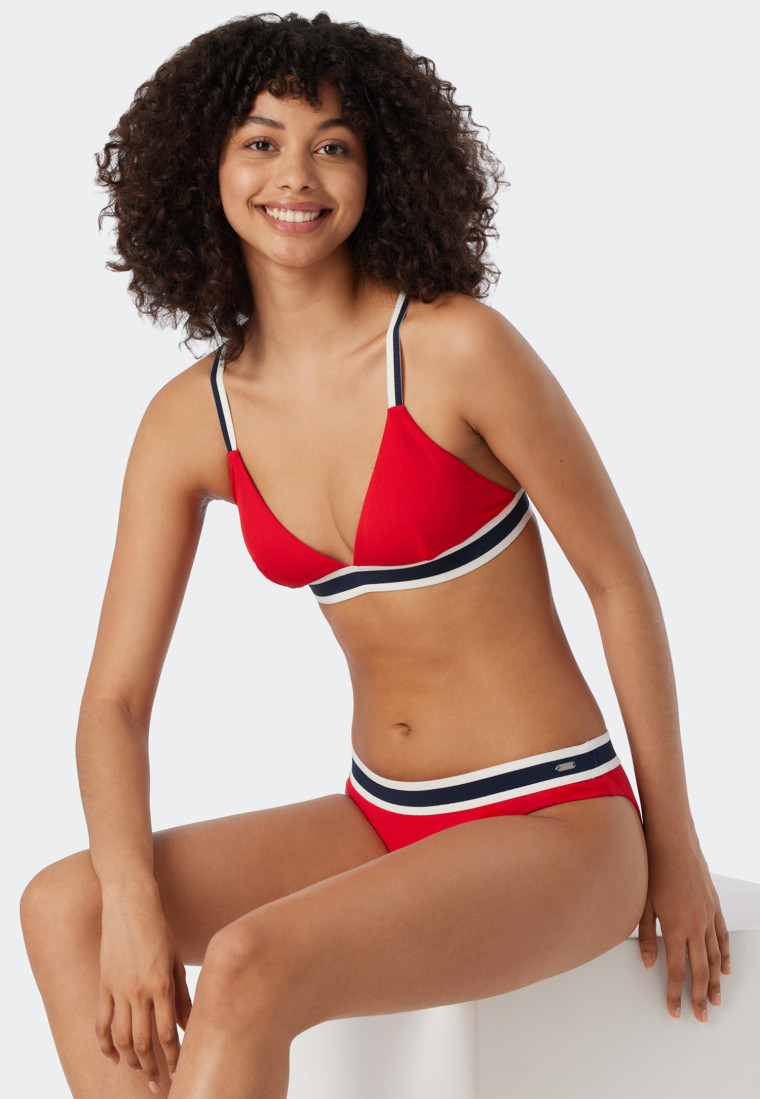 Triangle bikini set removable soft cups variable straps mini panties ribbed look red - Underwater