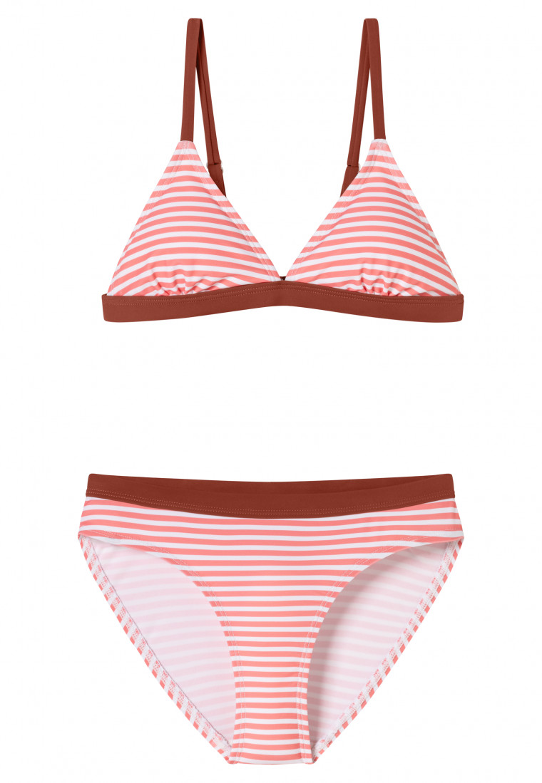 Triangle bikini set knitwear SPF40+ recycled stripes pink - aqua