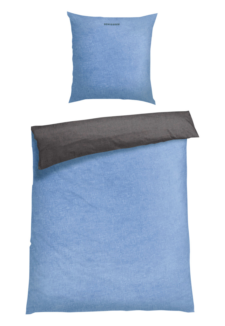 Biancheria da letto reversibile, 2 pezzi, in fine castoro, azzurro - SCHIESSER Home