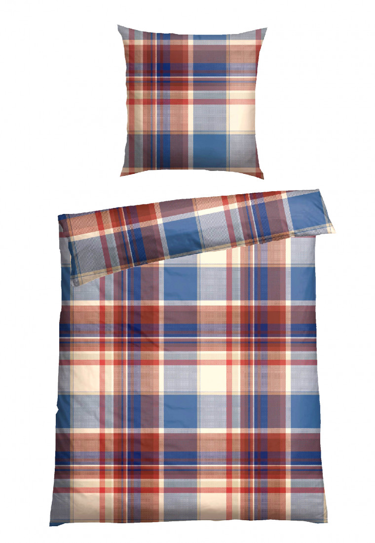 Reversible bed linen 2-piece flannelette multicolored checked - SCHIESSER Home