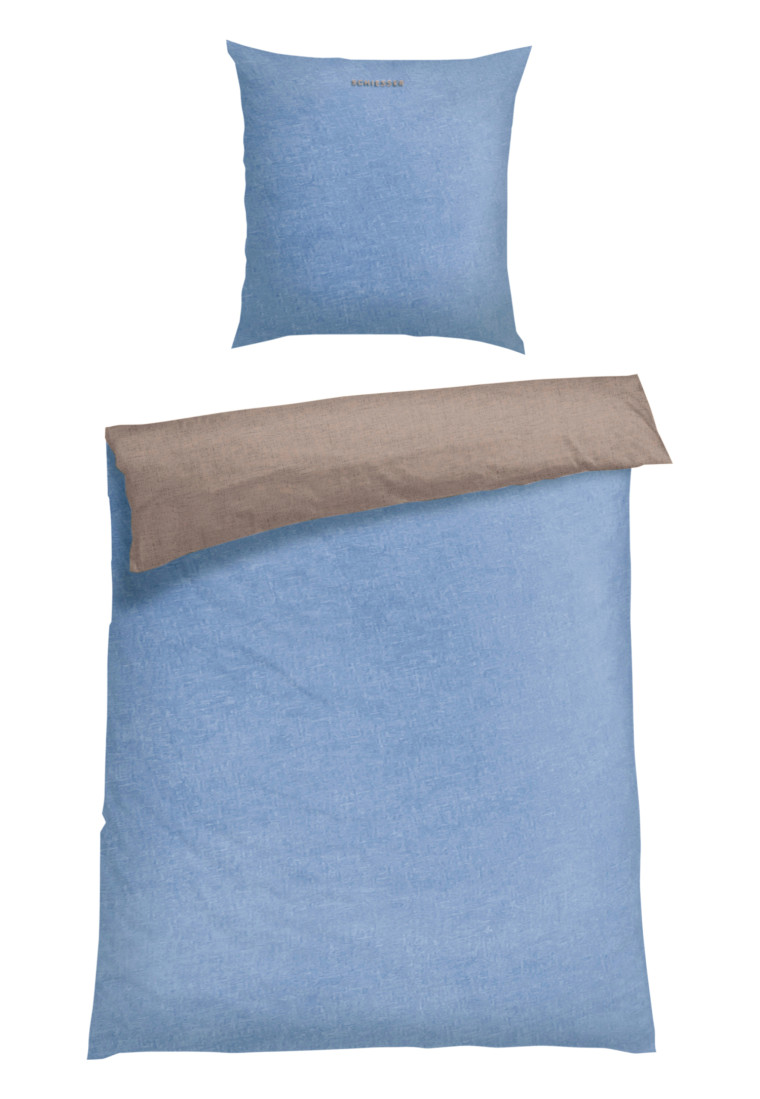 Set da 2 pezzi di biancheria da letto reversibile in Renforcé, azzurro-antracite - SCHIESSER Home