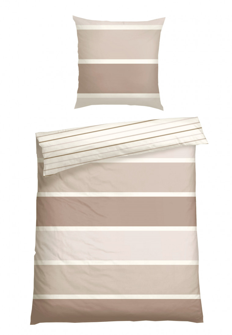 Parure de lit réversible 2 pièces taupe - flanelle castor