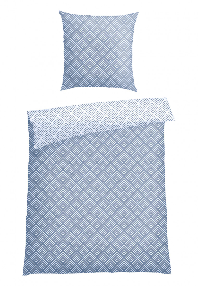 Biancheria da letto reversibile due pezzi Renforcé a fantasia azzurra - SCHIESSER Home