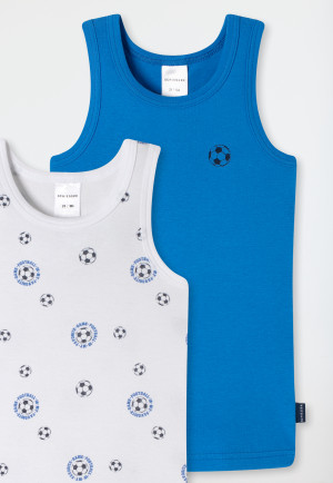 Maillots de corps, lot de 2, côtelés, motif football, bleu/blanc - Multipacks de maillots de corps côtelés