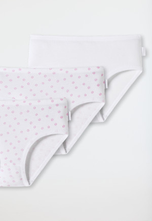 3-pack of White Fine-Ribbed Hip Briefs with Pink Polka Dots