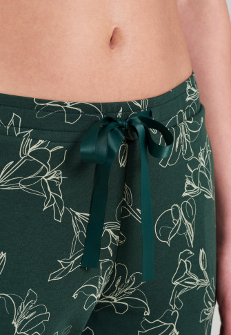 Pantalone a 3/4 in interlock con stampa floreale di colore verde scuro - Mix+Relax
