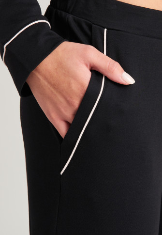 Pyjama lang interlock biezen overhemdkraag zwart - Simplicity