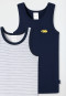 Canottiere, confezione da 2, a costine sottili, modello "Bagger", A righe blu scuro/bianco - Multipack a costine sottili
