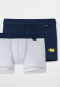 Lot de 2 shorts en coton côtelé fin, taille douce, avec rayures, style « bagger », bleu foncé/blanc - Multipacks de shorts en coton côtelé fin